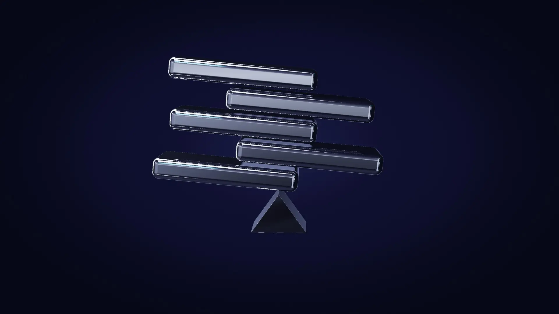 A chrome ledger balanced on a pivot — from the other side