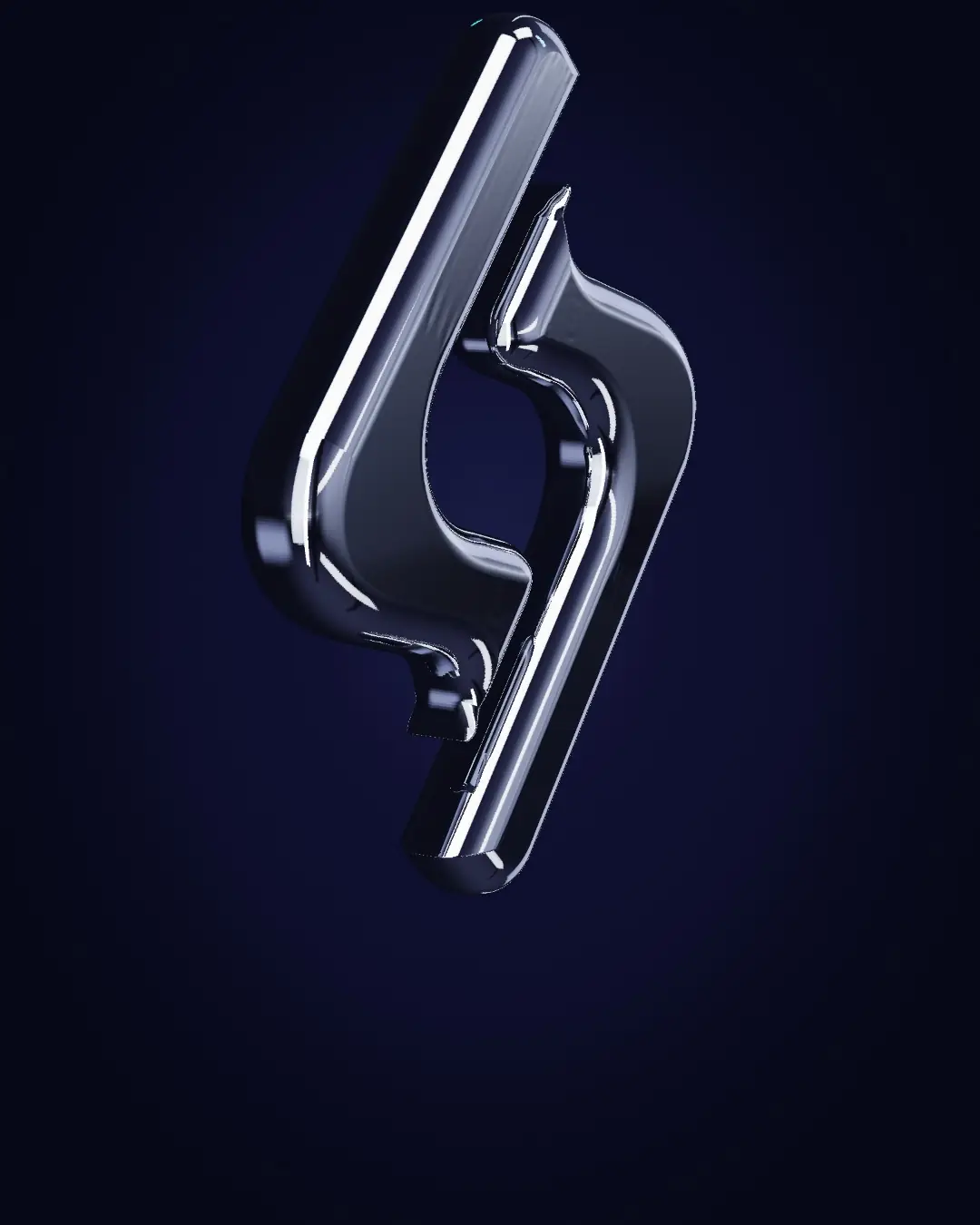 The Smartechor mark in polished chrome — a wide view