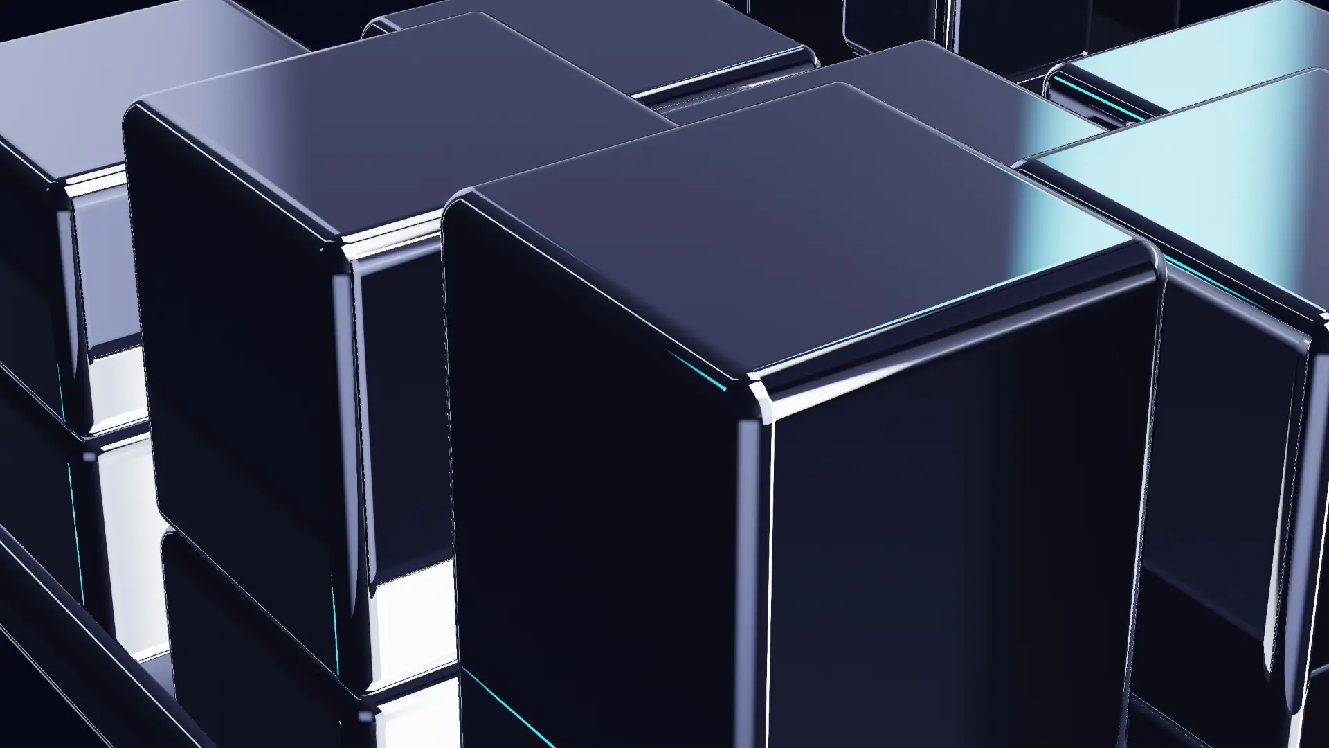 Chrome modules rising from one base — a detail