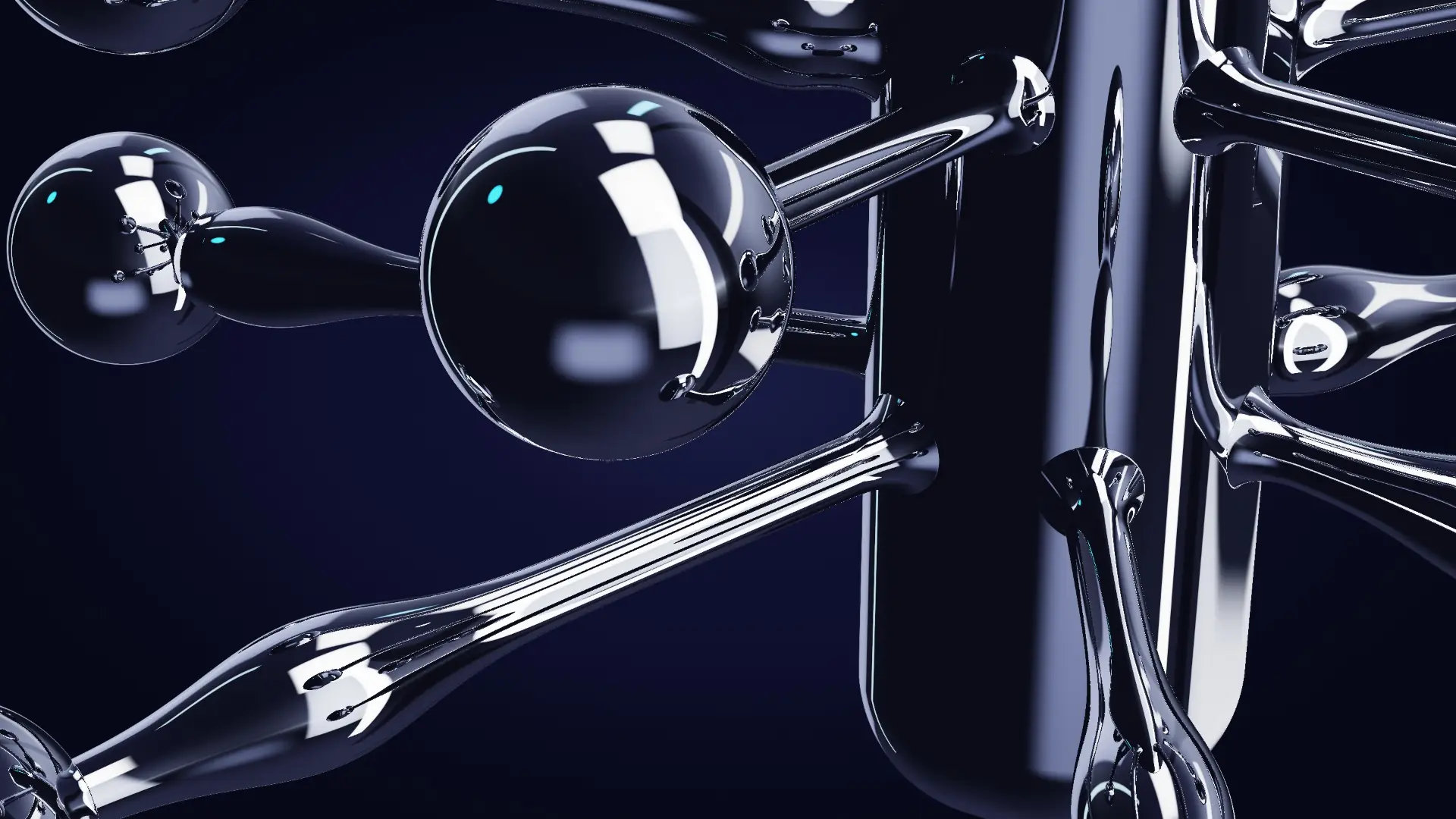 Chrome nodes linked to a central pillar — a detail