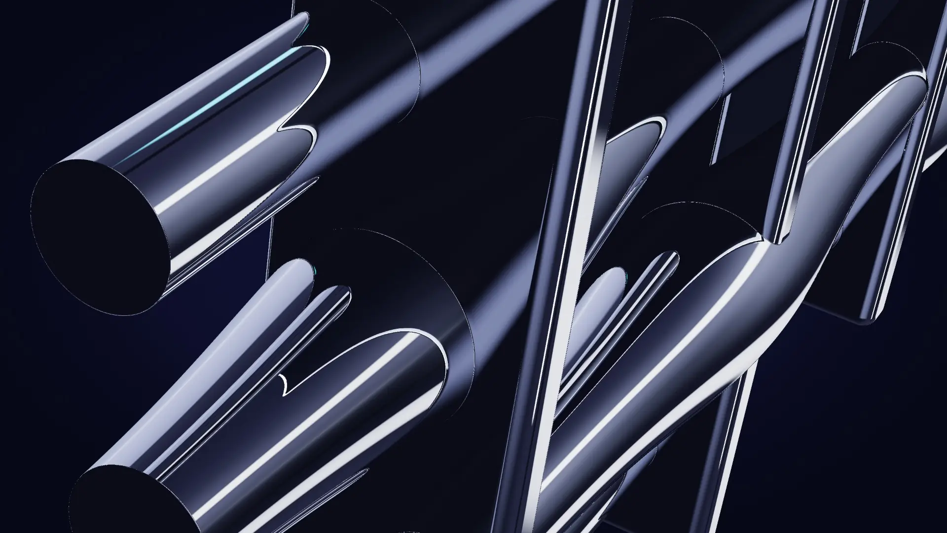 Chrome conduits held in machined brackets — a detail