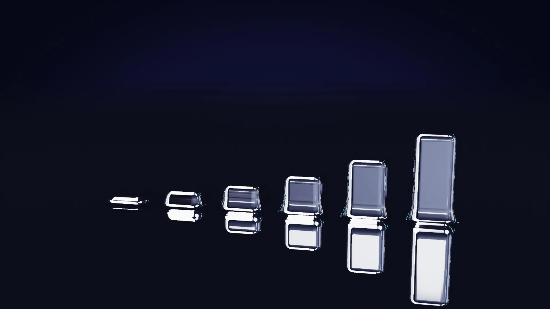 Chrome columns rising from a mercury surface — from the other side