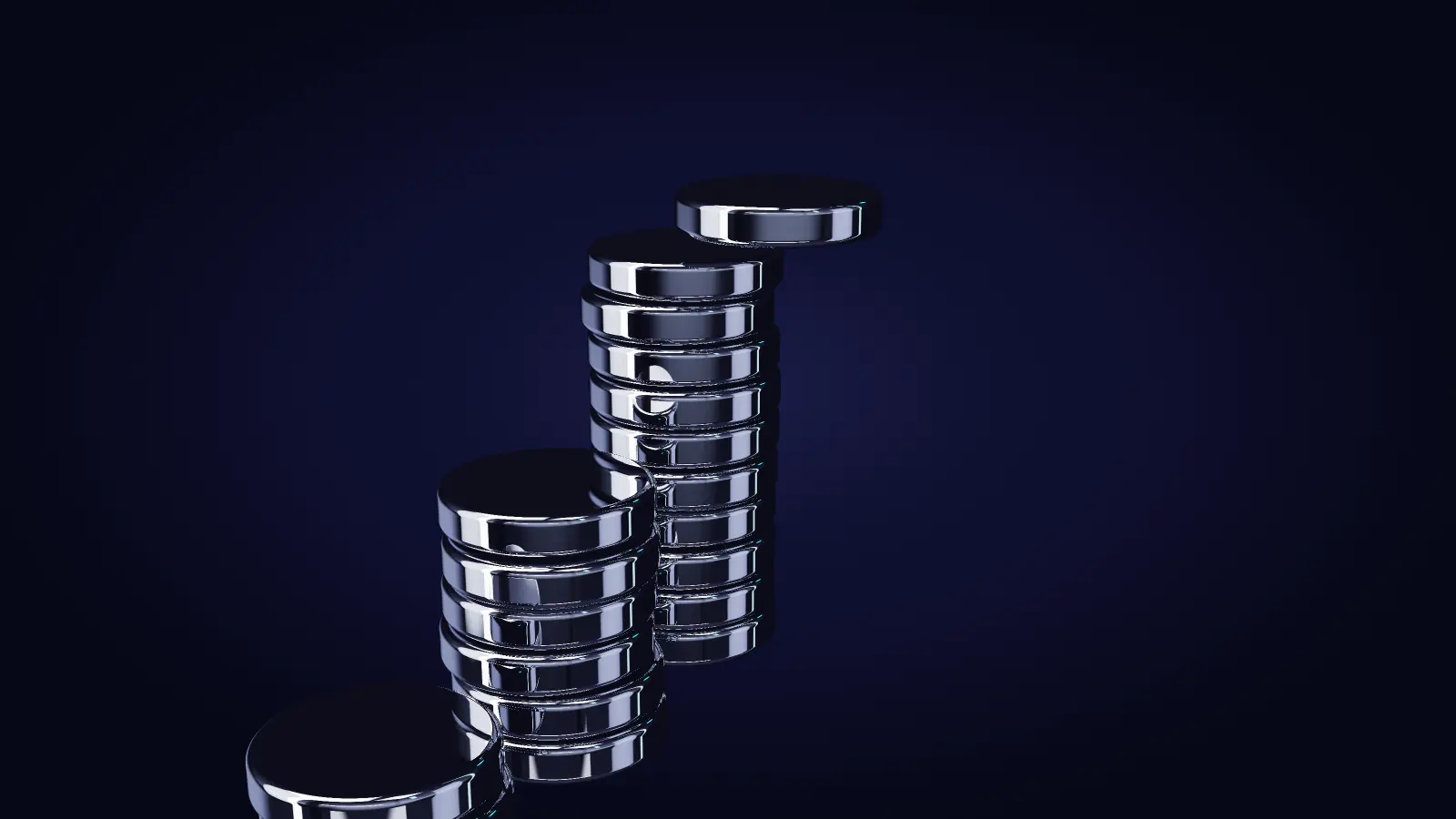 The tallest stack of chrome discs, close up