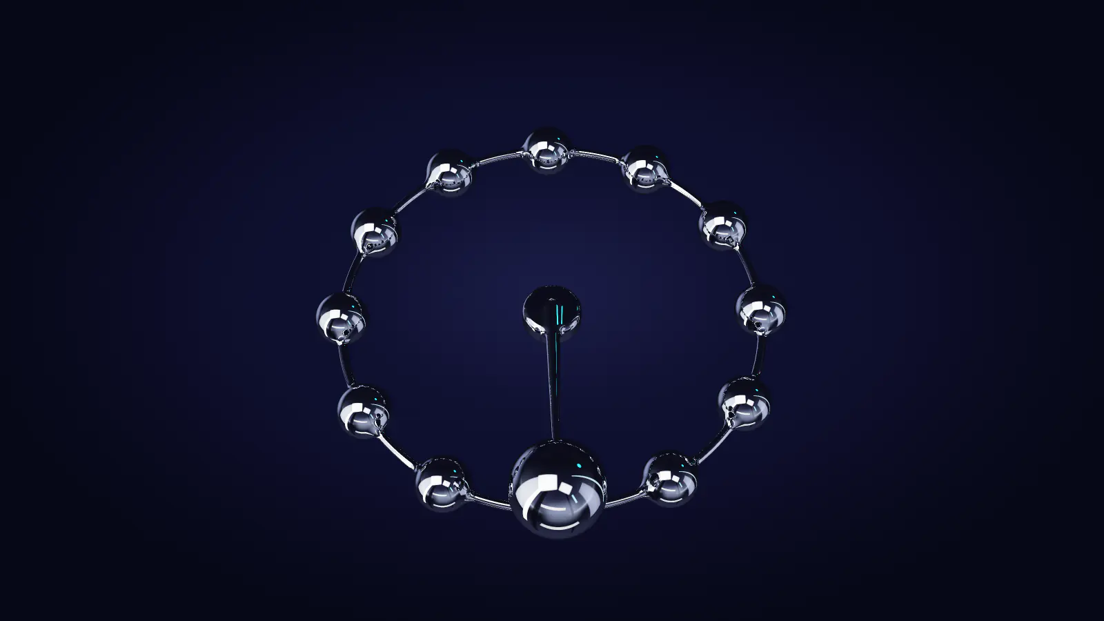 The ring of chrome beads seen from above, like a dial