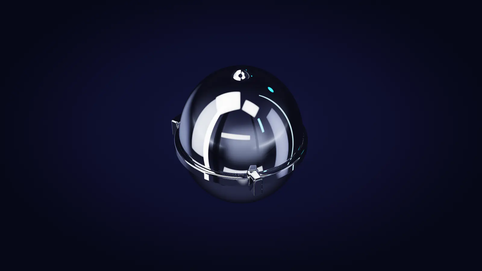 The sealed chrome vessel seen from above