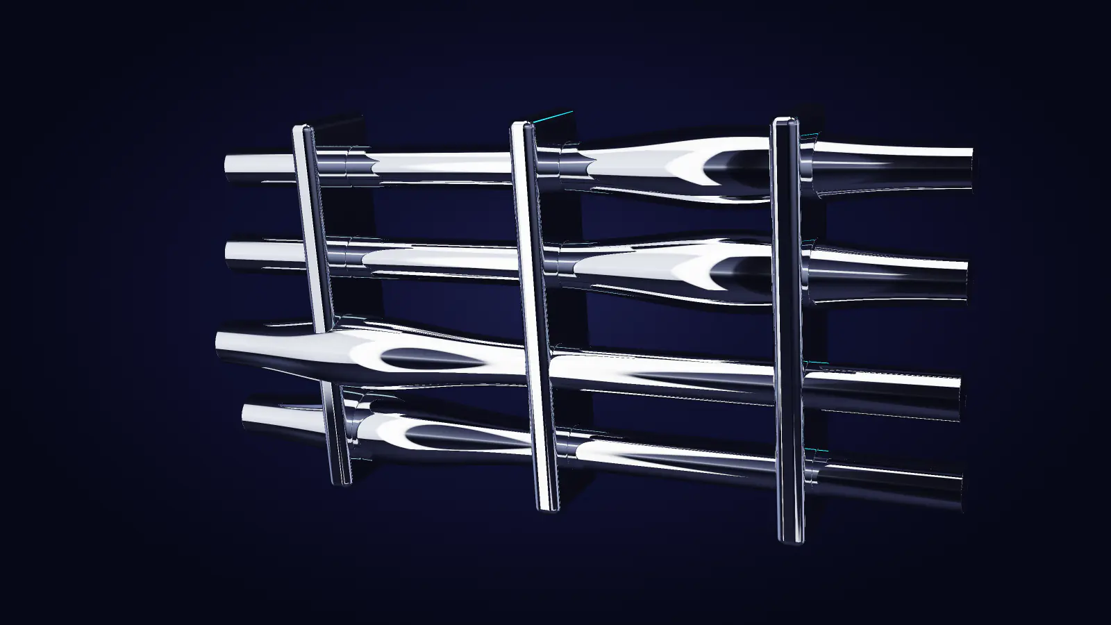 Chrome conduits held in machined brackets